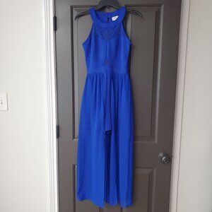 Sweet Storm Womens Dress Size S Romper Blue Sheer Mesh Panel Dance Prom Formal